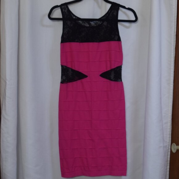 Bebe Pink & black stretchy mini dress size small - Picture 1 of 5